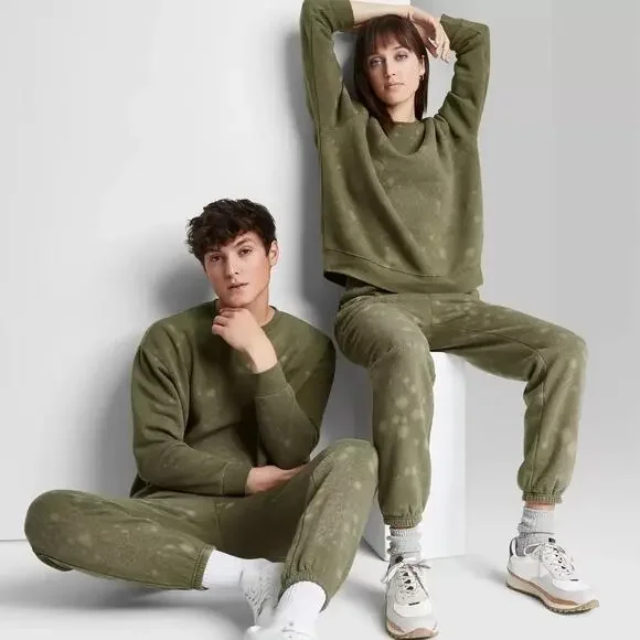 Oversized Sweatshirt Bleach Spots Wild Fable Green Tie-Dye XS Lounge Casual Cozy - Picture 3 of 8